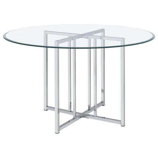 Pace 48-inch Round Glass Top Dining Table Chrome - 115210CHR