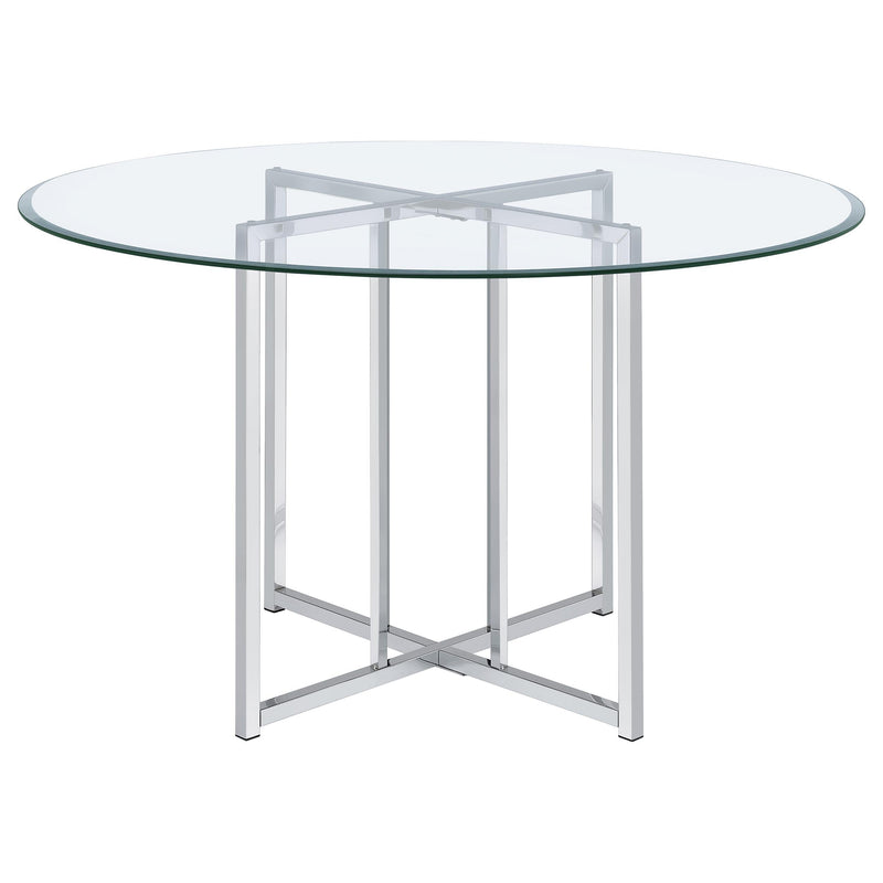 Pace 48-inch Round Glass Top Dining Table Chrome - 115210CHR