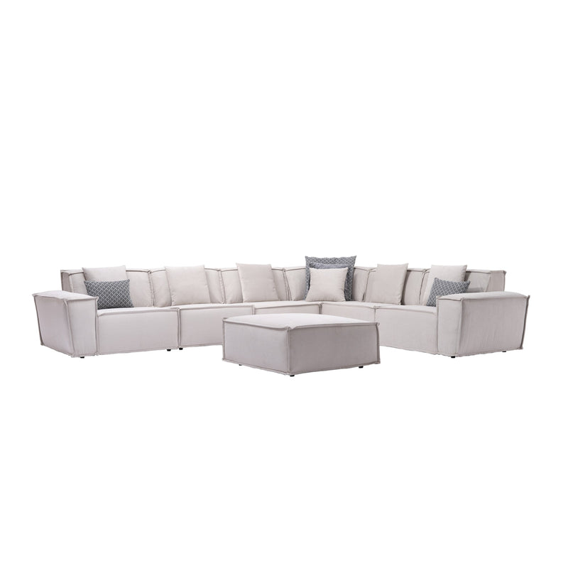 Padova Sectional With Ottoman Cream in Cream - 105-PAD-CRE-SET
