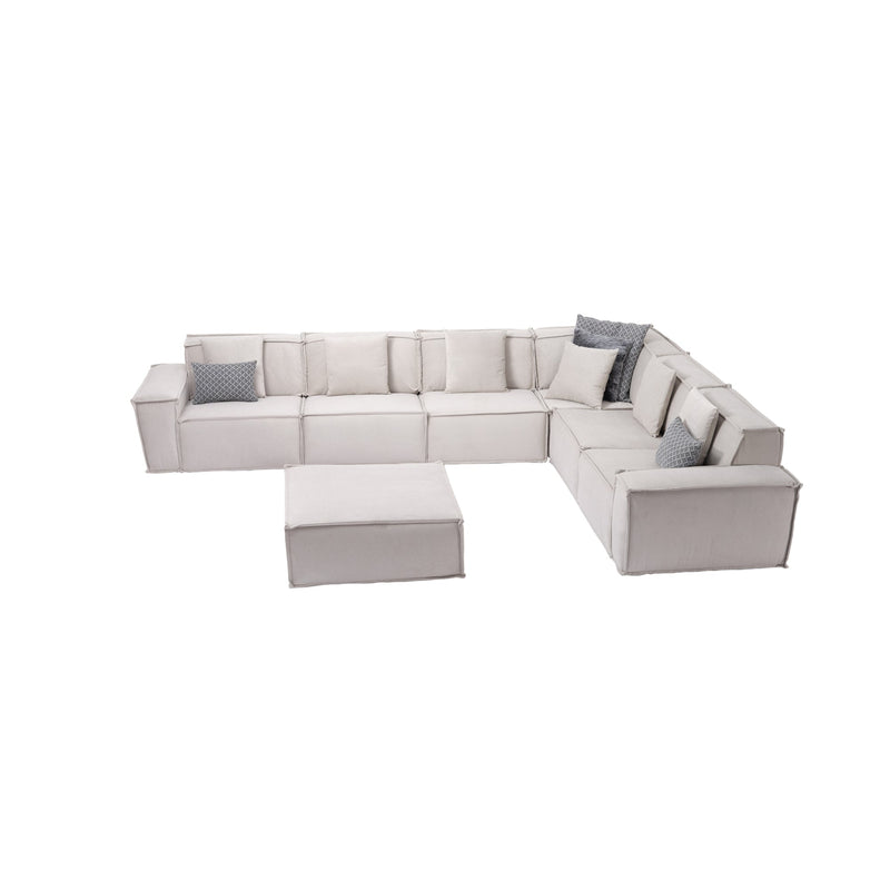 Padova Sectional With Ottoman Cream in Cream - 105-PAD-CRE-SET