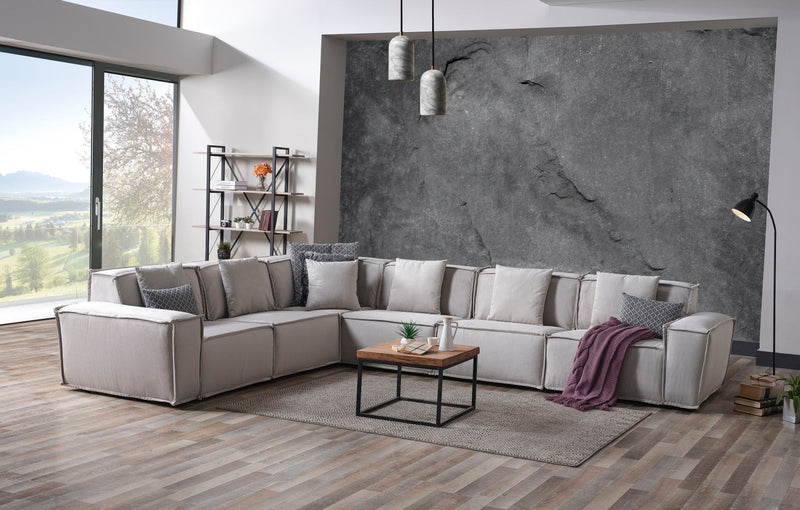 Padova Sectional With Ottoman Cream in Cream - 105-PAD-CRE-SET