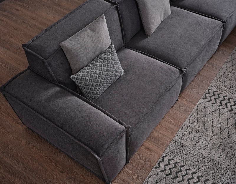 Padova Sectional With Ottoman Grey in Grey - 105-PAD-GREY-SET