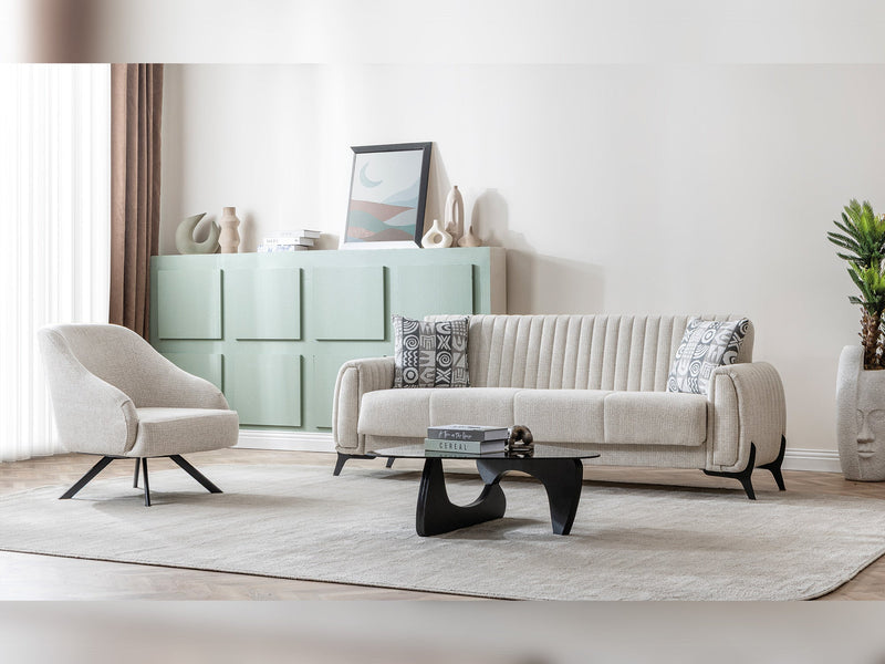 Palermo 3-pieces (Sofa & Loveseat & Chair) Livingroom Set Cream in Cream - 101-PAL-ROM01-321