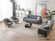 Palermo 4-pieces (Sofa & Loveseat & 2 Chair) Livingroom Set Grey in Grey - 101-PAL-ROM07-3211