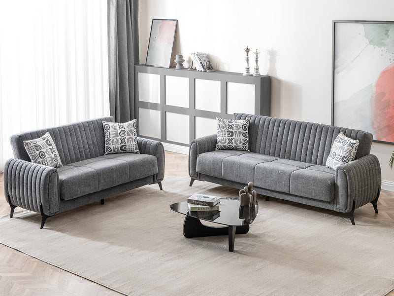 Palermo Convertible Loveseat Grey in Grey - 101-PAL-ROM07-2