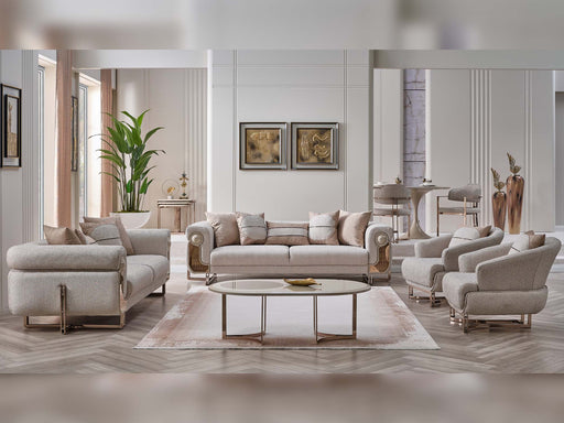 Palermo San 4-pieces (2 Sofa & 2 Chair) Livingroom in Cream - 200-SAN-PAL-3311
