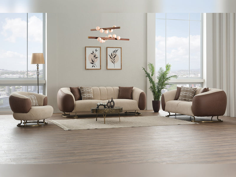 Palmera 3-pieces (Sofa & Loveseat & Chair) Livingroom Set Cream in Cream - 101-PAL-GIR03-321