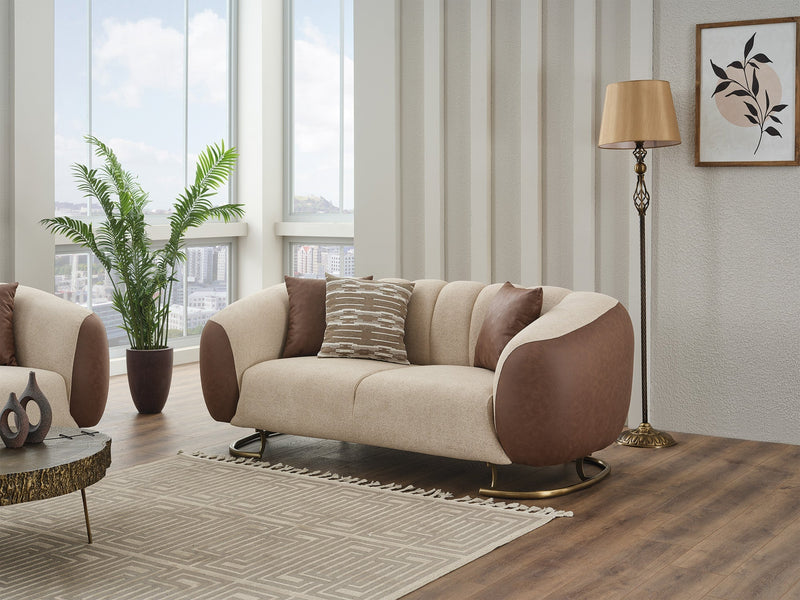 Palmera Stationary Loveseat Cream in Cream - 101-PAL-GIR03-2