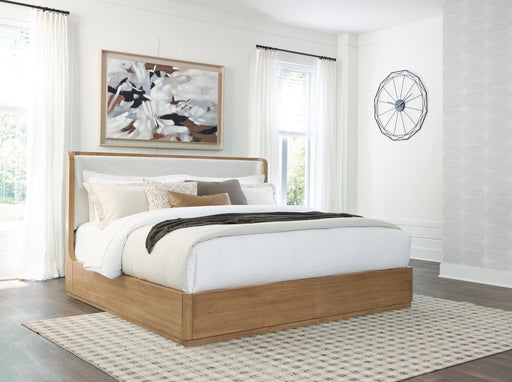 Pamaria Light Brown California King Upholstered Panel Bed - PCB802B8