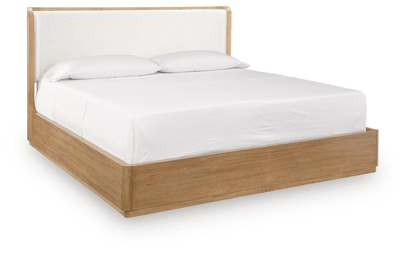 Pamaria Light Brown California King Upholstered Panel Bed - PCB802B8