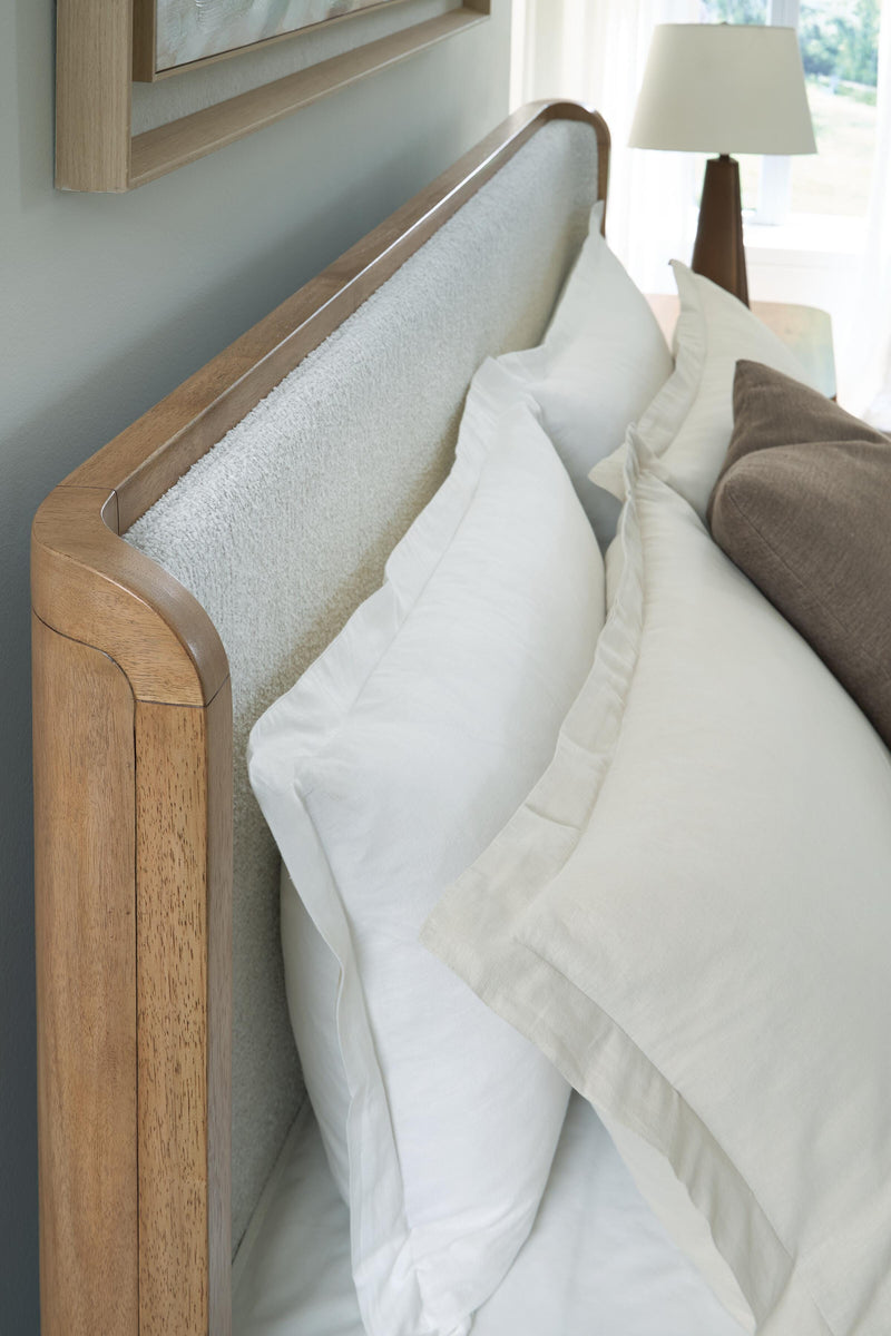 Pamaria Light Brown California King Upholstered Panel Bed - PCB802B8