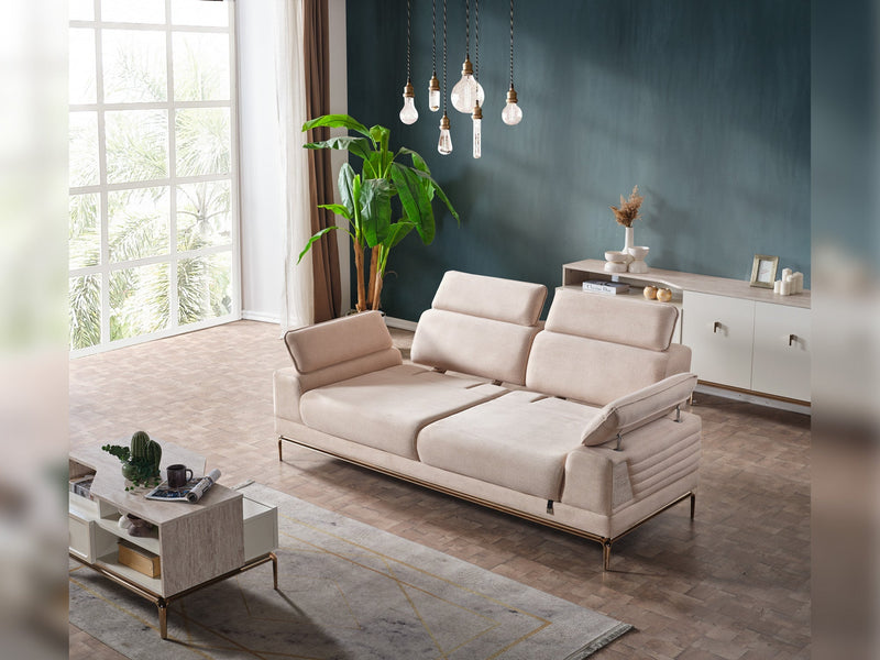 Pamukkale 3-pieces (Sofa & Loveseat & Chair) Livingroom in White - Brown - 200-ELIF-PAM-A214-321