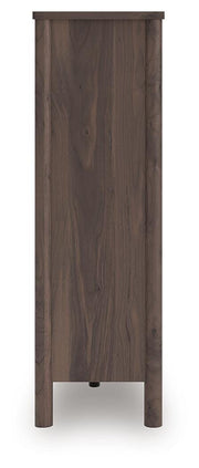 Pamytta Full Upholstered Panel Bed, Dresser and Chest in Brown - PKG022773