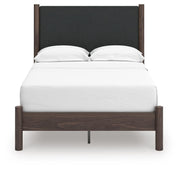 Pamytta Full Upholstered Panel Platform Bed, Dresser and Chest in Brown - PKG022761