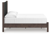 Pamytta Full Upholstered Panel Platform Bed, Dresser and Chest in Brown - PKG022761