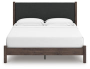Pamytta King Upholstered Panel Platform Bed, Chest and  Nightstand in Brown - PKG022782