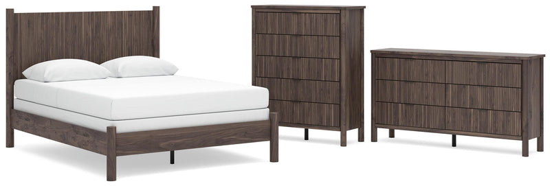 Pamytta Queen Panel Bed, Dresser and Chest in Brown - PKG022769