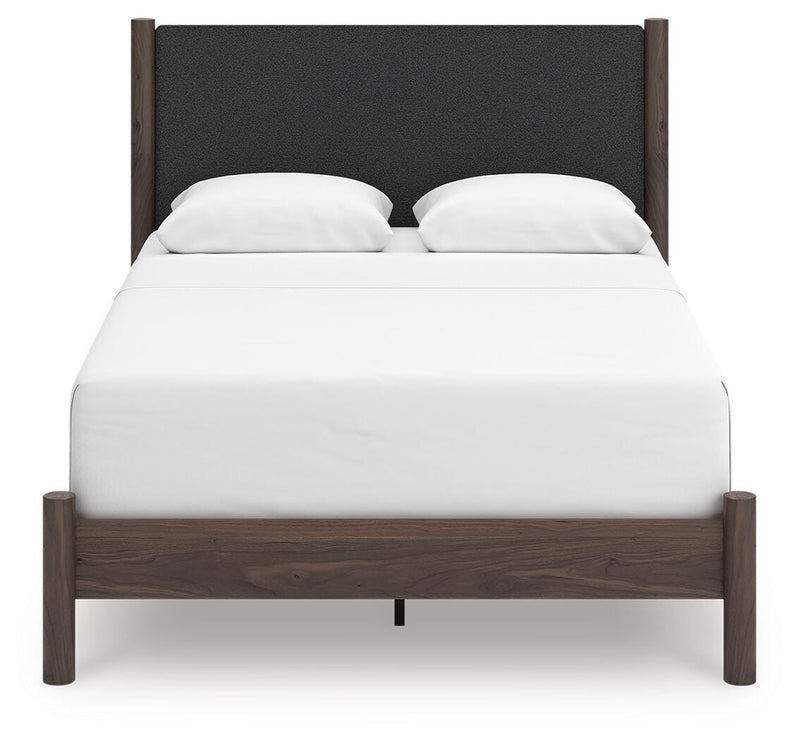 Pamytta Queen Upholstered Panel Bed, Dresser and Chest in Brown - PKG022775