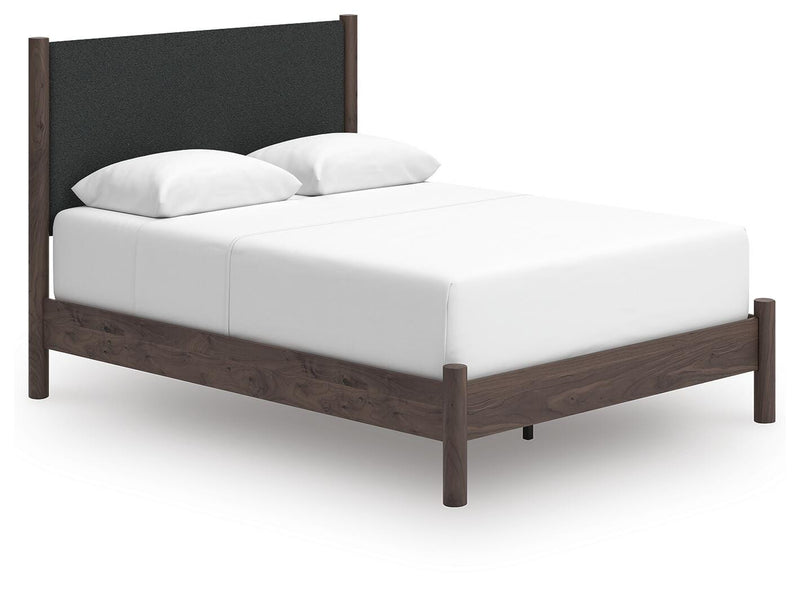 Pamytta Queen Upholstered Panel Bed, Dresser and Chest in Brown - PKG022775