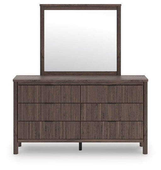 Pamytta Queen Upholstered Panel Bed, Dresser and Mirror - PCB2614B25