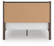 Pamytta Queen Upholstered Panel Bed, Dresser, Mirror and Nightstand in Brown - PKG022730