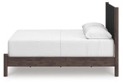 Pamytta Queen Upholstered Panel Bed, Dresser, Mirror and Nightstand in Brown - PKG022730