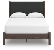 Pamytta Queen Upholstered Panel Platform Bed, Chest and  Nightstand in Brown - PKG022764