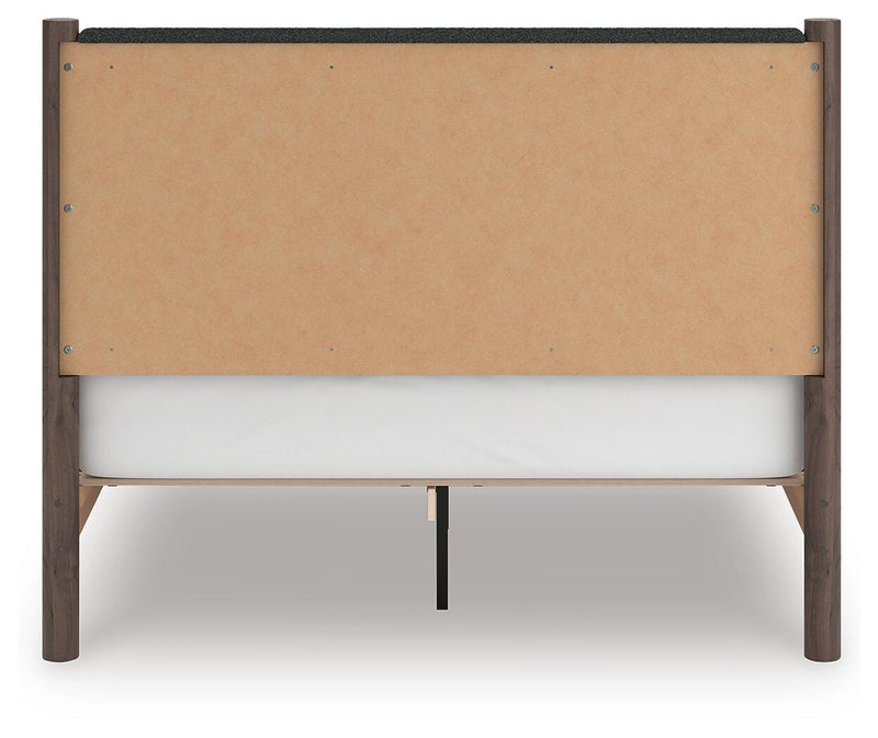 Pamytta Queen Upholstered Panel Platform Bed, Dresser and Chest in Brown - PKG022763