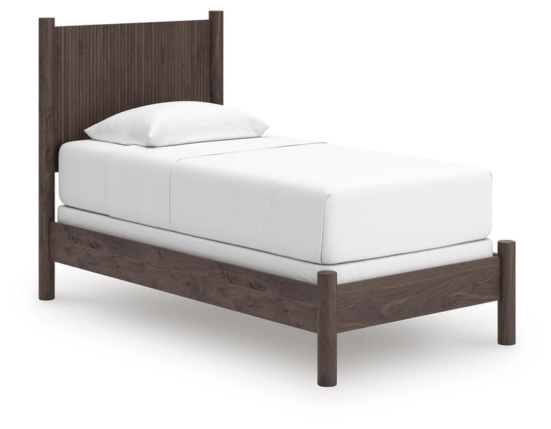 Pamytta Twin Panel Bed, Dresser, Mirror and Chest in Brown - PKG022701