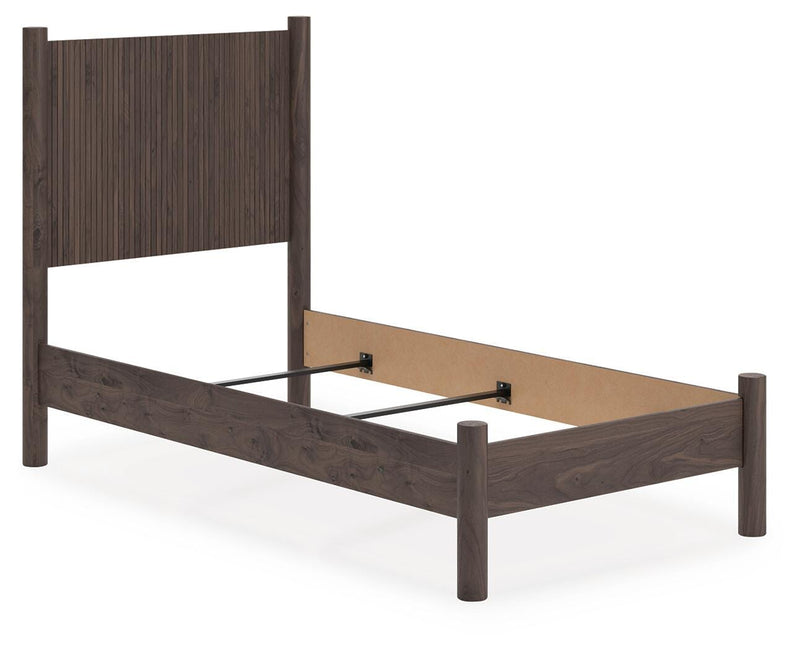 Pamytta Twin Panel Bed, Dresser, Mirror and Nightstand in Brown - PKG022700