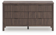Pamytta Twin Panel Platform Bed and Dresser in Brown - PKG022667
