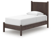 Pamytta Twin Panel Platform Bed, Dresser and Nightstand in Brown - PKG022668