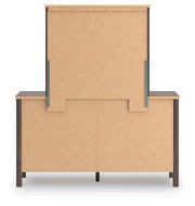 Pamytta Twin Panel Platform Bed, Dresser, Mirror and Chest in Brown - PKG022665