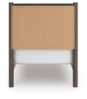 Pamytta Twin Upholstered Panel Platform Bed, Dresser and Nightstand in Brown - PKG022686