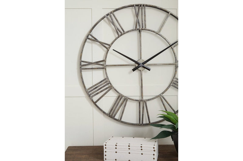 Paquita Antique Silver Wall Clock - DMV FurnitureOther Products