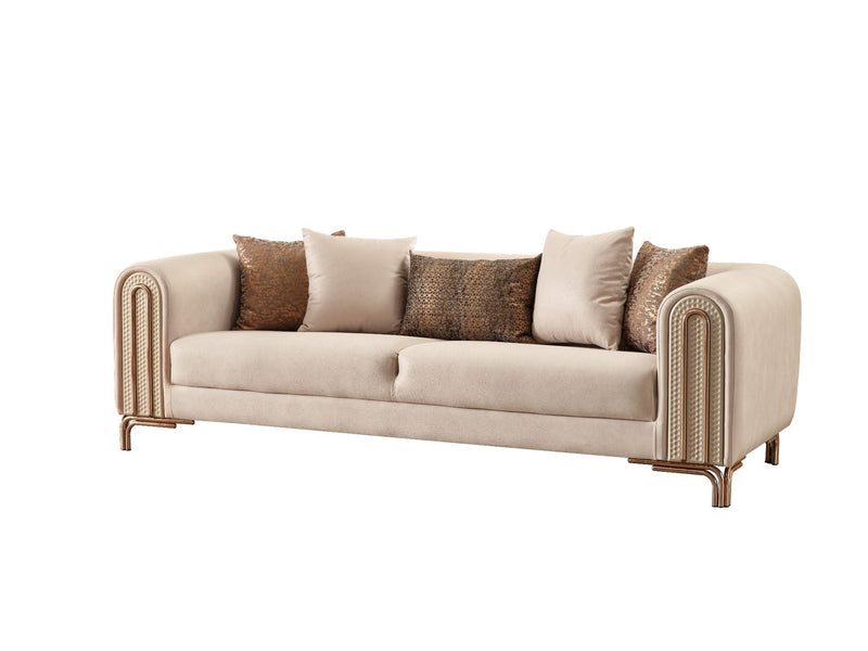 Paris 3-pieces (Sofa & Loveseat & Chair) Livingroom Set Cream in Cream - 101-PAR-ZEG02-321