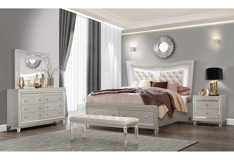 Paris Champagne King Bed Group With Led - DMV FurnitureKing Bed