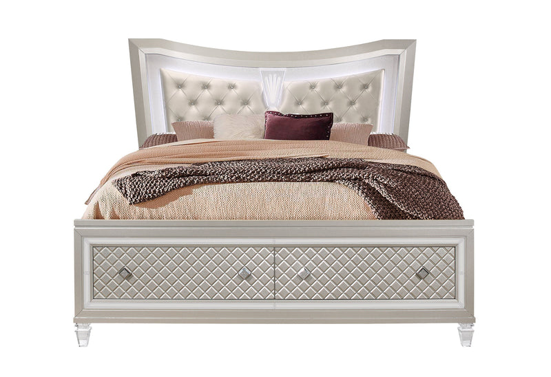 Paris Champagne King Bed With Led - DMV FurnitureKing Bed