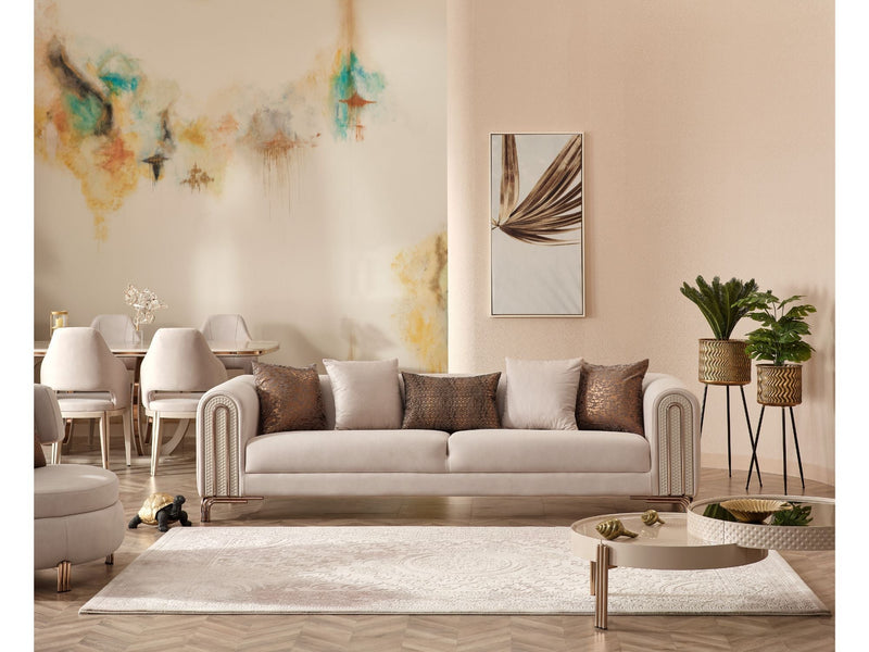Paris Stationary 4 Seat Sofa Cream in Cream - 101-PAR-ZEG02-4