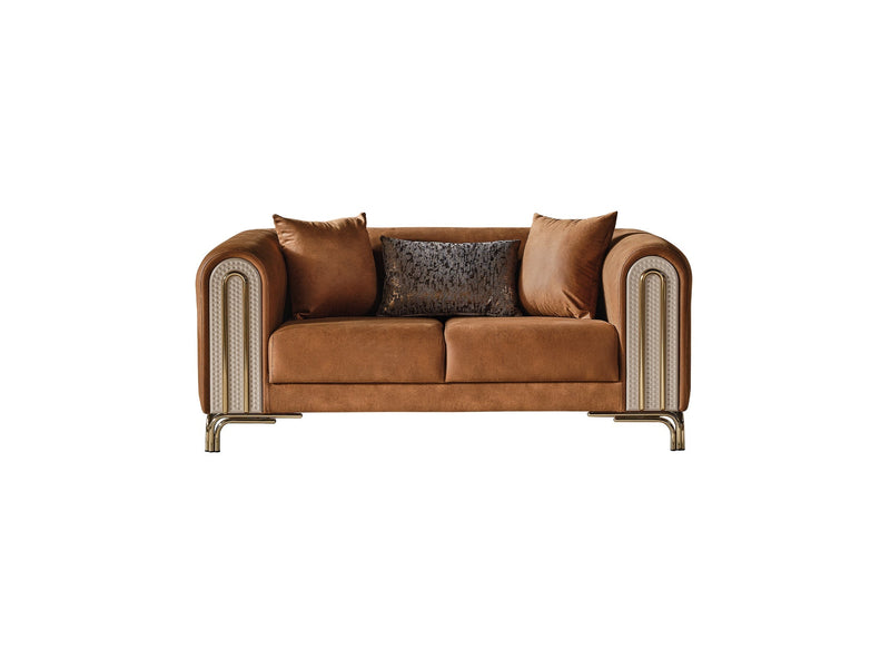 Paris Stationary Loveseat Brown in Brown - 101-PAR-ZEG04-2