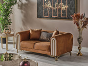 Paris Stationary Loveseat Brown in Brown - 101-PAR-ZEG04-2