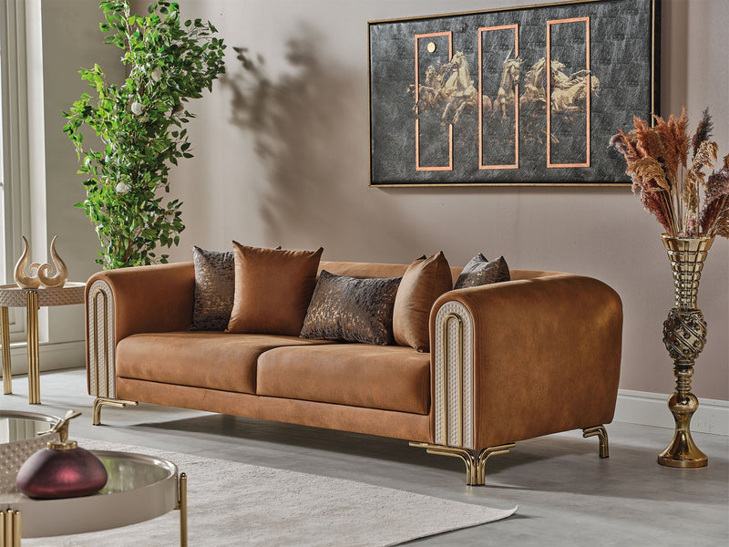 Paris Stationary Sofa Brown in Brown - 101-PAR-ZEG04-3