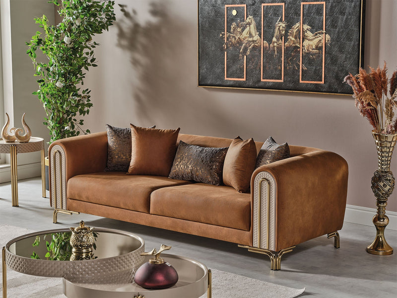 Paris Stationary Sofa Brown in Brown - 101-PAR-ZEG04-3