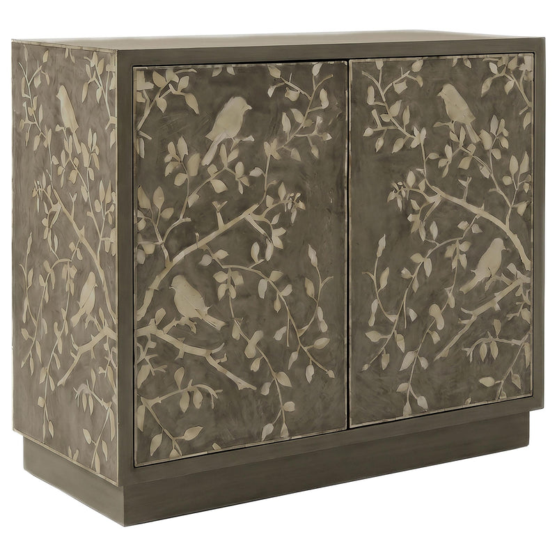 Parkes 2-door Bone Inlay Accent Cabinet Distressed Grey - 950454