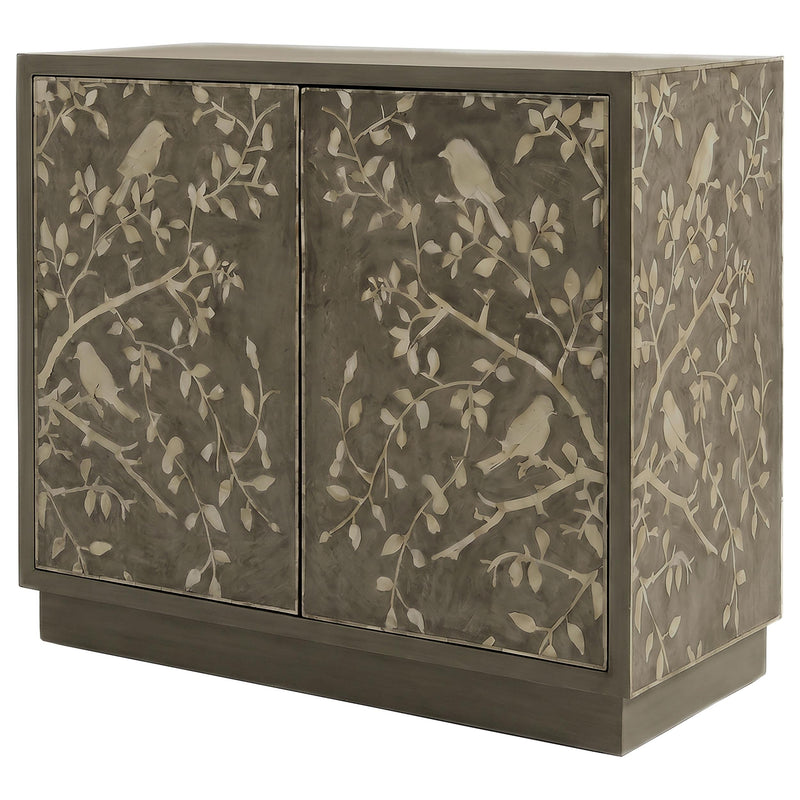 Parkes 2-door Bone Inlay Accent Cabinet Distressed Grey - 950454