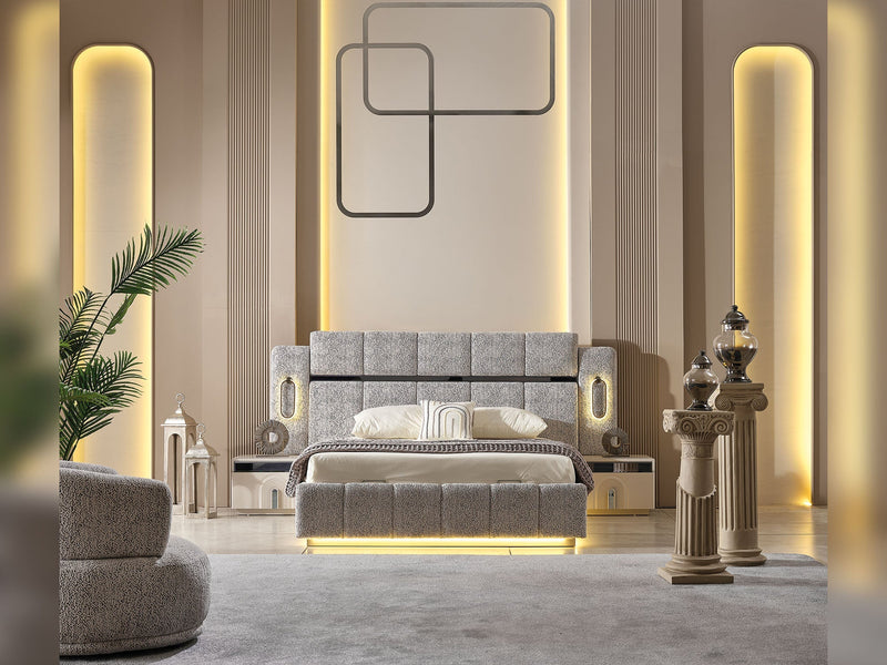 Parma Bedroom (Queen Frame With Headboard & Dresser With Mirror & 2 Nightstand) - 120-PARM-SET