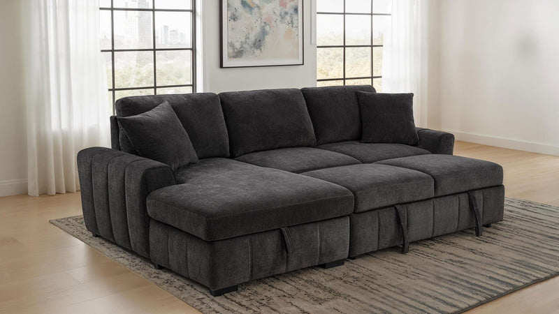 Pastrana Upholstered Sleeper Sectional Sofa LAF Chaise Grey - 500349