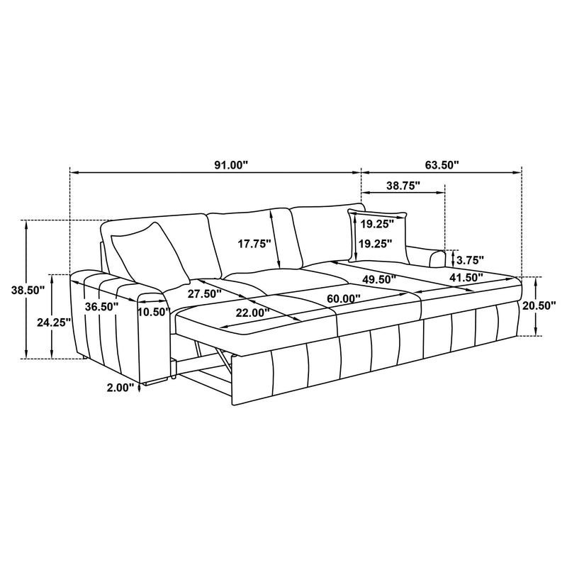 Pastrana Upholstered Sleeper Sectional Sofa RAF Chaise Camel - 500348