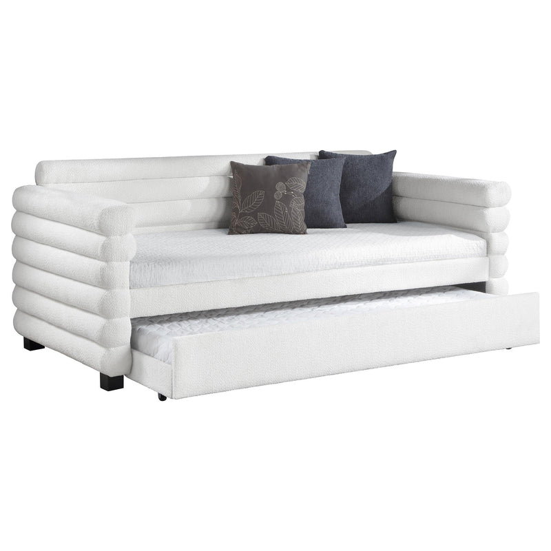 Patricia Boucle Upholstered Twin Day Bed with Trundle White - 300716
