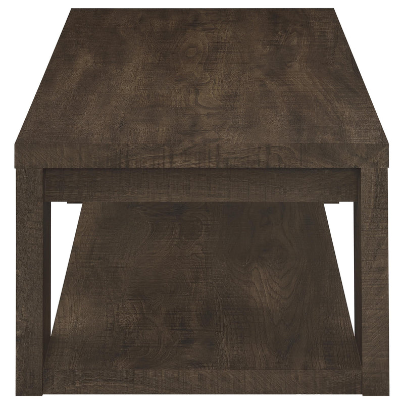 Pavone 2-Piece Coffee and End Table Set with Open Shelves Dark Rustic Mango - 706628-S2